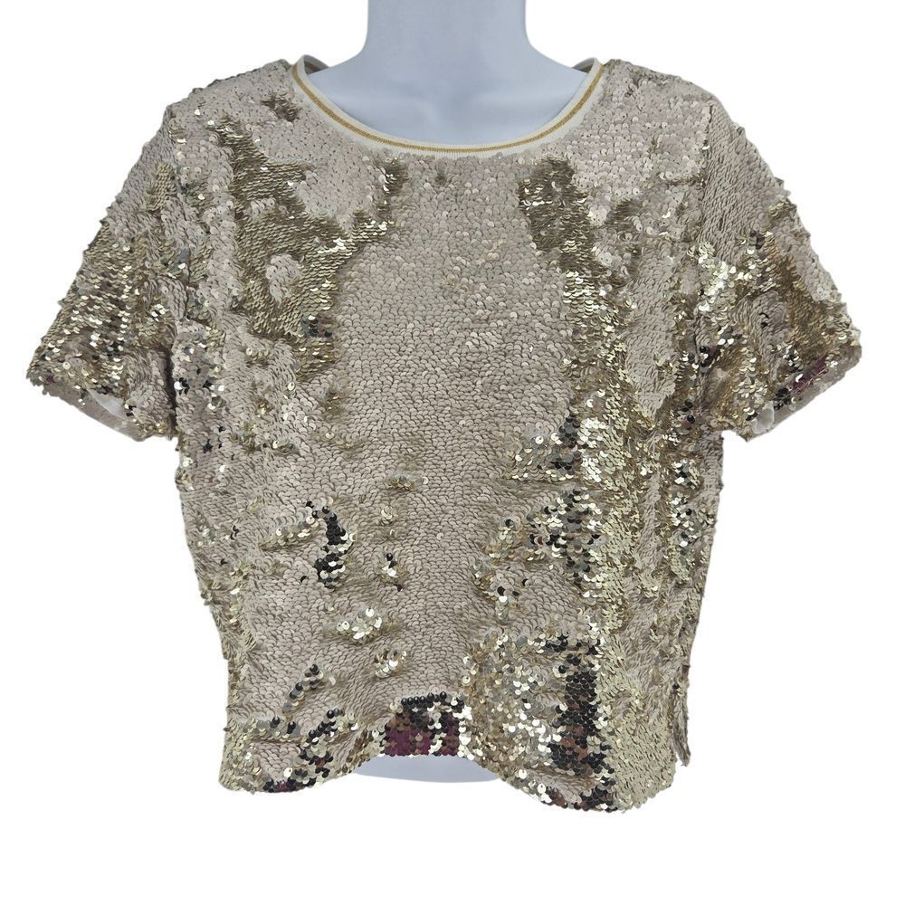 Chelsea & Violet Gold Sequin Crop Top